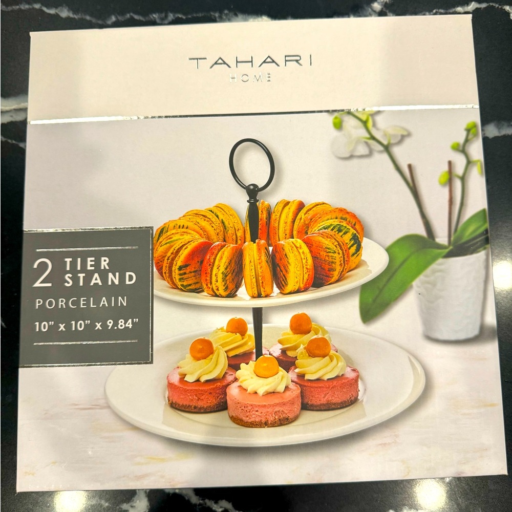 Tahari Home 2 Tier Porcelain Stand NWT